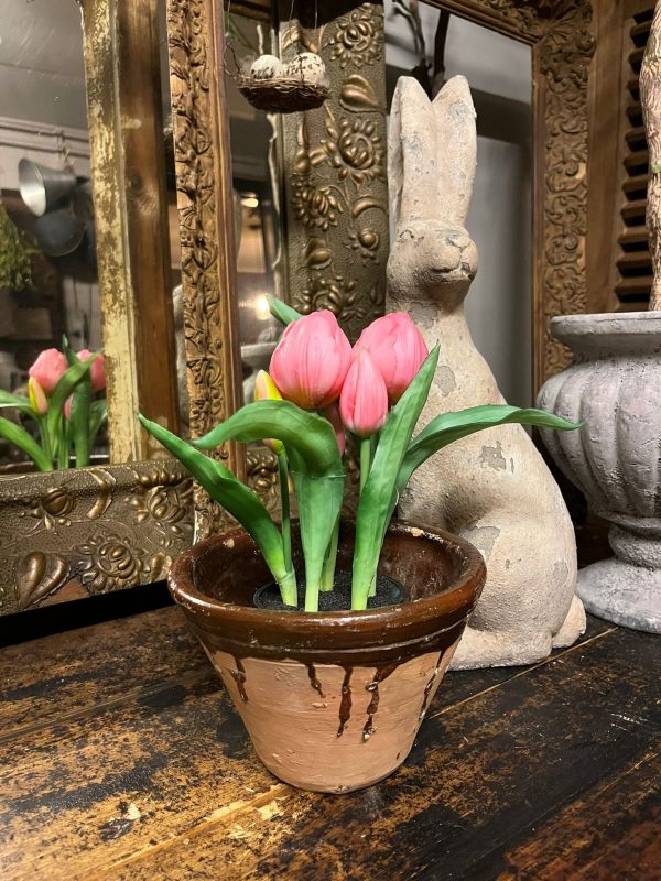 potje met kunst tulpen roze