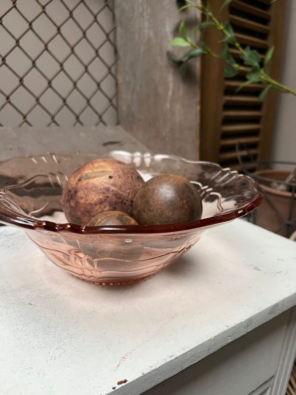 vintage roze glazen schaal - Afbeelding 2
