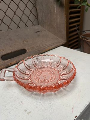 vintage roze glazen bonbon schaaltje
