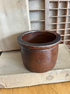 vintage bruin aardewerk potje