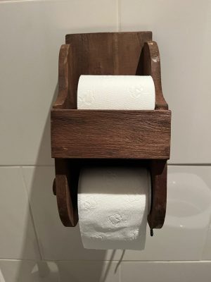 oud houten toiletrol,wc rol  houder