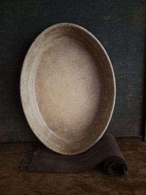 vintage franse oude aardewerk schaal beboterd